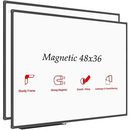 JILoffice Magnetic Whiteboard/White Board, Dry Erase Board 48 x 36 Inch, 2 Pack, Black Aluminum Frame Wall Mounted Board for Office Home and School - color: Black, size: 2 Pack 48 x 36 Inch
