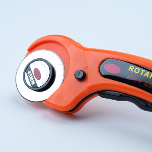 Ergonomic 45mm Rotary Cutter Comes with 5 Replacement Blades and Carrying Case (Pink) - color: Pink