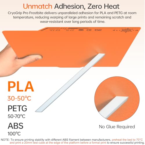 BIQU Cryogrip Pro Frostbite Matte Orange Cold Build Plate for Bambu-Lab P1S/P2S/P1P/X2D/X1C/X1E/A1 3D Printer 257x257MM Double-Sided Upgrade Room Temperature Print Removable Surface Platform - color: Frostbite-Orange, size: P1/P2/X1/A1/X2D