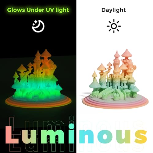 Creator Luminous Glow in The Dark PLA Filament 1.75mm 1kg - High-Speed 3D Printer Filament, Luminous Rainbow, Low Warping PLA+ for Most Printers - color: Hs Pla Luminous Rainbow