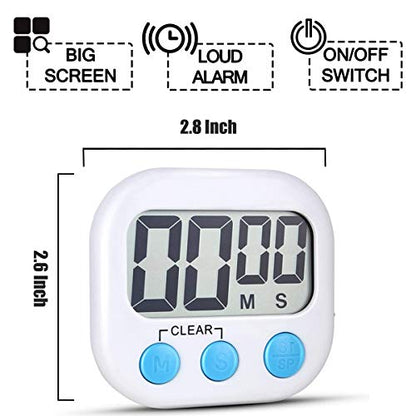AOUCE Digital Kitchen Timers for Cooking, Timer for Kids 2 Pack White - color: White