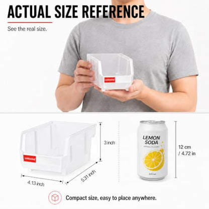24 Pack Stackable Parts Bins,5x4x3 in,Plastic Small Parts Organizer,Clear - color: Clear-24 Pack, size: 5"x4"x3"