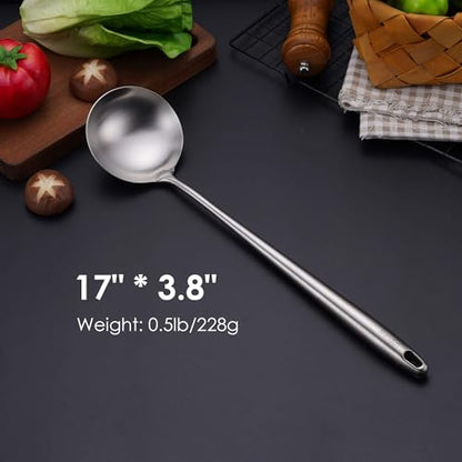 17″ Wok Spatula and Ladle - 304 Stainless Steel Wok Tools Set - color: 2-Pieces