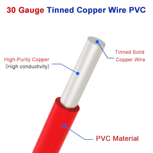 Treedix 5pcs 164ft Copper Hookup Wire Kit Wrapping 30AWG Cable Jumper Wire - size: 30AWG
