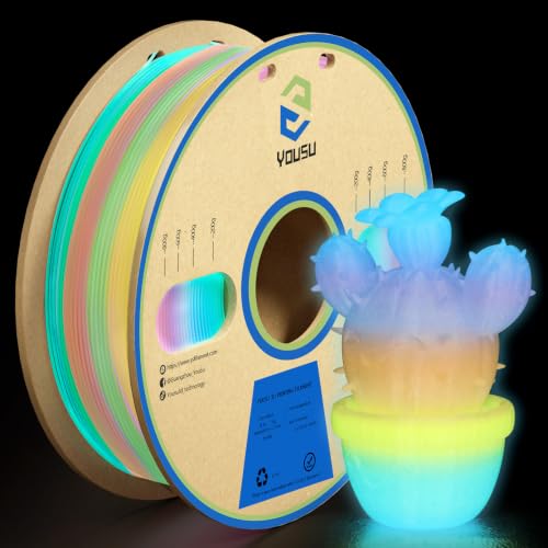 YOUSU 3D Printer Filament, Glow in the Dark Filament, Luminous Rainbow 1kg - color: 5-glow Rainbow a