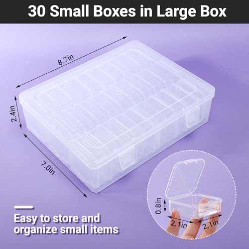 Bead Organizers and Storage, Clear Plastic Bead Storage Containers with 30 Small Storage Case for Small Projects, DIY Craft Jewelry, Stickers, False Nails, Screws, Seeds - color: Clear, size: 30 Grids-1PCS