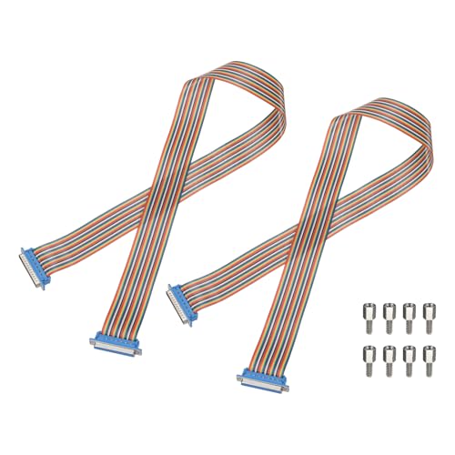 MECCANIXITY 2 Pcs IDC Rainbow Wire Flat Ribbon Cable DB37 Male to DB37 Female 39 Inch Length 2.54mm Pitch Breadboard Jumper Wires for Electronic Projects - size: 39 Inch, style: DB37 Male to DB37 Female