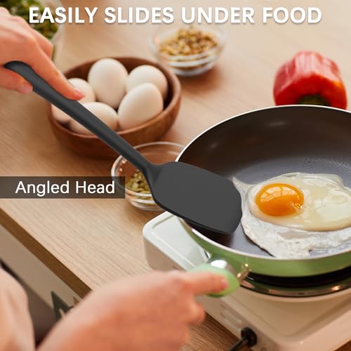 Coukre 3 Pack Silicone Spatula Set, Heat Resistant to 500°F, BPA-Free - color: PureBlack
