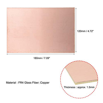 uxcell Double-Sided Copper Clad Laminate PCB Circuit Board, FR4 180x120mm 7.09x4.72 inch, 1.5mm Thickness DIY Prototyping PCB Board, Name Board, 5pcs - size: 180mmx120mmx1.5mm