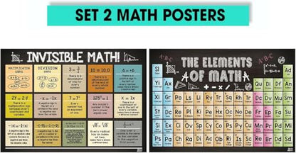 2 Pcs Math Posters 11''x17'' For Classroom, Invisible The Elements of Math - color: SET 2 MATH POSTERS