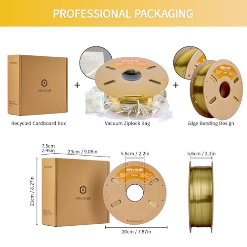 ERYONE Silk PLA Filament for 3D Printer 1.75mm +/- 0.03mm, Shiny Filament 1kg (2.1lbs)/Spool, Brass - color: Silk Brass, size: Silk Pla-1kg