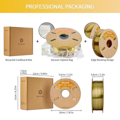 ERYONE Silk PLA Filament for 3D Printer 1.75mm +/- 0.03mm, Shiny Filament 1kg (2.1lbs)/Spool, Brass - color: Silk Brass, size: Silk Pla-1kg