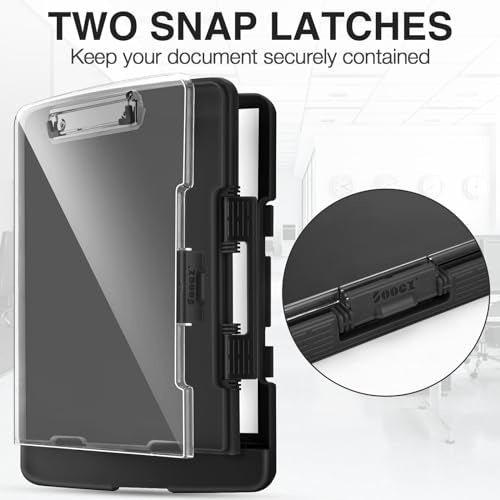 Sooez Original Clipboard with Storage & Pen Holder, Heavy Duty Clip Boards - color: Black