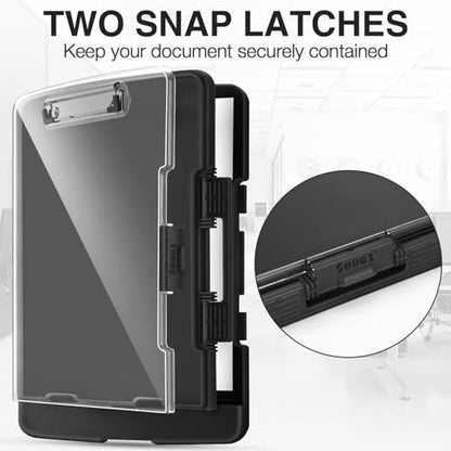 Sooez Original Clipboard with Storage & Pen Holder, Heavy Duty Clip Boards - color: Black