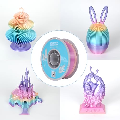 Silk Rainbow PLA 3D Printer Filament Bulk,10Rolls,1KG Spool(2.2lbs) 1.75mm, Multicolor Gradient Filament for Most FDM 3D Printers,7 Rolls Silk Rainbow + 3 Rolls Matte Rainbow PLA. - color: 10*1kg Silk Rainbow 2