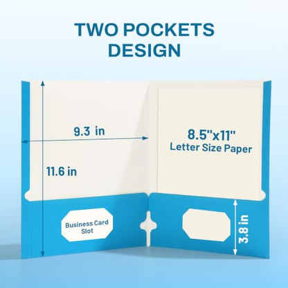SUNEE Folders with Pockets 3 Hole Punched(50 Pack, Blue), 2 Pocket Folders Fit Letter Size Paper, Paper File Folder for School Office Home Bussiness - color: Blue