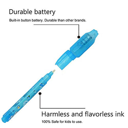VOVRU Invisible Ink Pen 24Pcs Spy Pen with UV Light Magic Marker Kid Pens for Secret Message and Birthday Party,Writing Secret Message for Easter Day Halloween Christmas Party Bag Gift