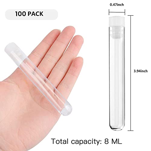 Joyclub 100pcs 12x100mm Clear Plastic Test Tubes with Caps for Scientific Experiments, Halloween, Christamas, Scientific Themed Kids Birthday Party Supplies, Decorate The House, Candy Storage - style: Modern