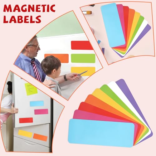 72 Pcs Dry Erase Magnetic Labels, 3.2" x 1.2" 8 Colors - color: Rainbow, size: 3.2 x 1.2 Inch