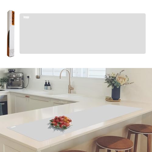 49.2" x 15.7" Large Silicone Mat for Kitchen Counter Protector, Cuttable - color: Gray, size: 49.2" x 15.7"