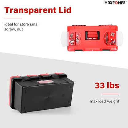 MAXPOWER 17 inch Tool Box, Small Plastic Toolbox with Handle - color: Red, size: 17"