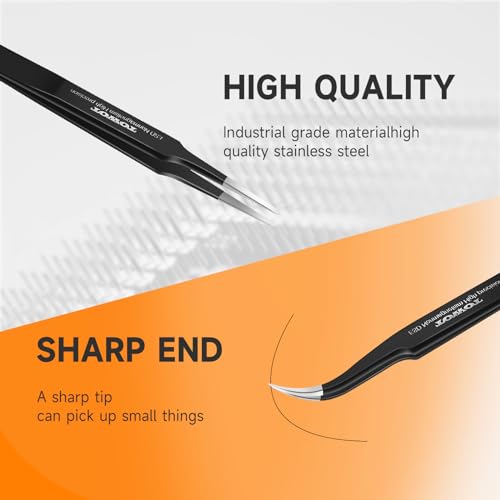 TOWOT 5 PCS Precision Tweezers Set, Premium Anti-static Stainless Steel for Craft, Electronics, Soldering, Jewelry Making, and Experimental Work Industrial Tweezers - style: Set