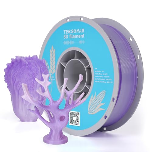 TECSONAR Crystal Rainbow PLA 3D Printer Filament, 1KG Spool(2.2lbs) 1.75mm PLA Fast Color Change 3D Printing Material,Gradient Filament for Most FDM 3D Printers,White Purple - color: Crystal White Purple