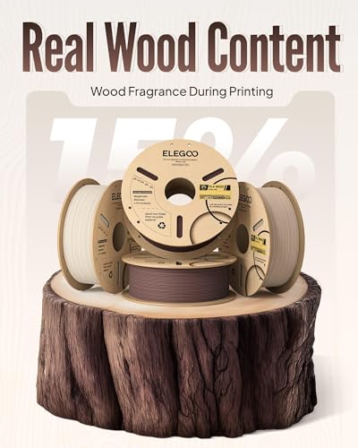 ELEGOO PLA 3D Printer Filament 1.75mm Oak Wood 1KG - color: Oak Wood, size: 1kg