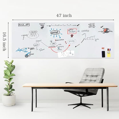 ZNCMRR 47"x16.5" Whiteboard Sticker for Wall White Board Dry Erase Paper - size: 47"W x 16.5"H