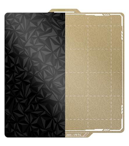 BIQU Designer Series Smooth PEO+Textured PEI Build Plate for Bambu-Lab P1P P1S P2S X2D X1C X1E A1 257x257mm, Double Sided PEI Spring Steel Flexible Sheet Print Bed Removable Surface Platform - color: PEO+PEI-Black/Gold, size: P1/P2/X1/A1/X2D
