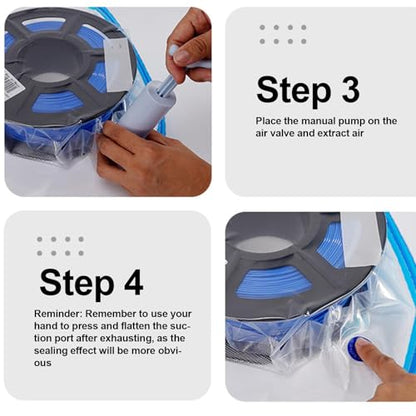Filament Vacuum Bag - Filament Dryer | Spool Storage Sealing Bags Dust Proof Humidity Resistant for Keeping Dry with Sealing Clips Hand Pump - color: Vacuum Seal Bag Set 1