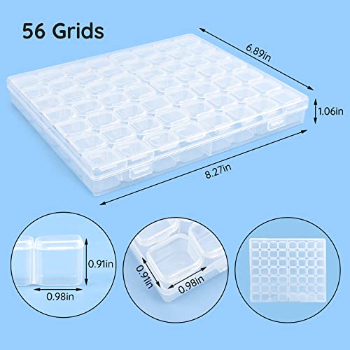 Segbeauty 56 Grids Clear Plastic Organizer Box, Gem Jewelry Storage Container with Dividers, Bead Organizer Earrings Storage Box Seeds Craft Organizers Screw Tool Boxes for Small Parts - size: 56 Count (Pack of 1)