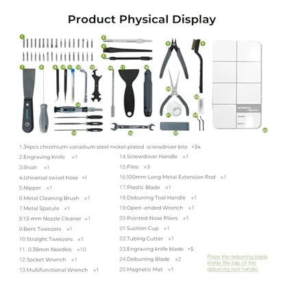Creality 3D Printer Tool Kit, 74Pcs 3D Printing Tool Wrap Kit Assembly/Removal/Filament Cutting Set 3D Printer Accessories for All FDM Printers Cleaning Finishing Printing - color: 3D Printer Tool Kit