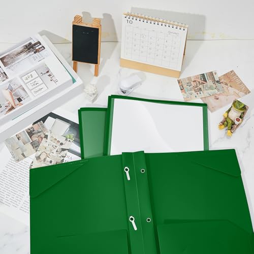 Henoyso 36 Pcs Plastic Folder with Clear Front Pocket, Dark Green - color: Dark Green