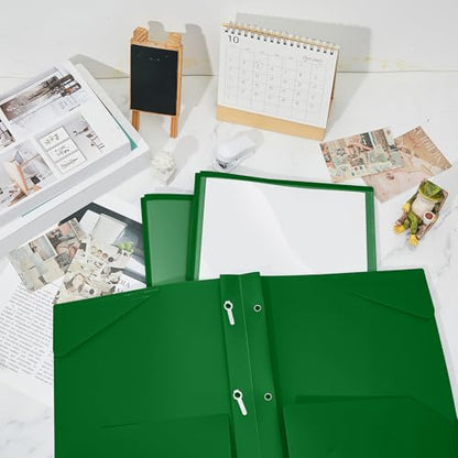 Henoyso 36 Pcs Plastic Folder with Clear Front Pocket, Dark Green - color: Dark Green