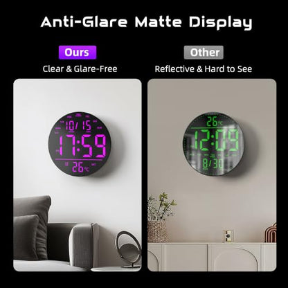 EASYERA 10" Large Digital Wall Clock with Remote Control - size: 10 inches