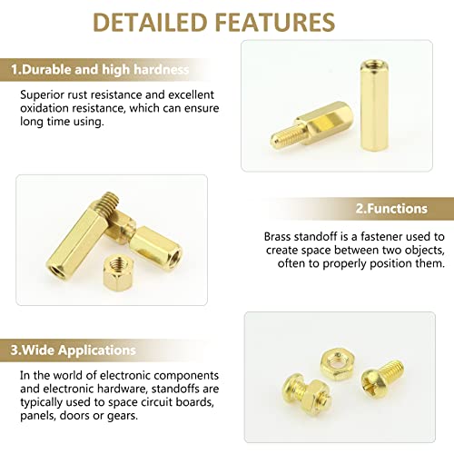180 Pieces M4 Male Female Hex Brass Standoffs Spacers Screws Nuts Kit, Kindroufly Brass Standoffs Assortment Kit for PCB Motherboard - size: M4 Brass Standoffs