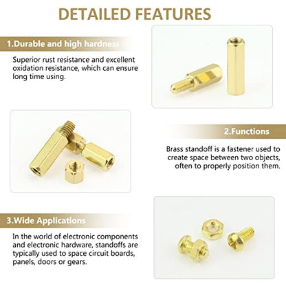 180 Pieces M4 Male Female Hex Brass Standoffs Spacers Screws Nuts Kit, Kindroufly Brass Standoffs Assortment Kit for PCB Motherboard - size: M4 Brass Standoffs