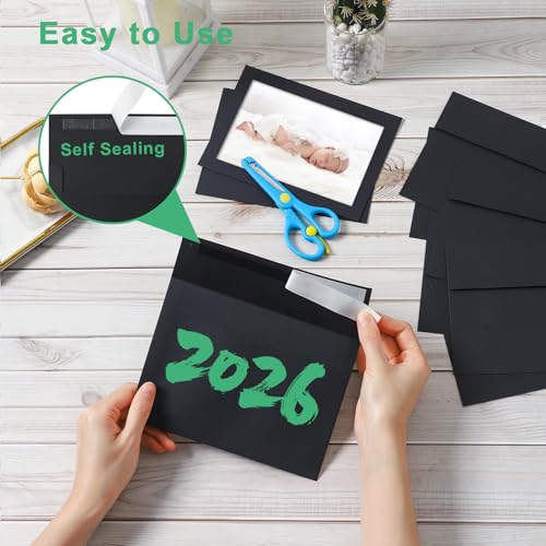 Silunkia 60 Packs Black Photo Frame Cards and Envelopes for 5 x 7 Picture - color: Black, size: 5x7