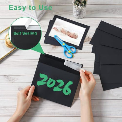 Silunkia 60 Packs Black Photo Frame Cards with Envelopes for 4 x 6 Picture - color: Black, size: 4x6