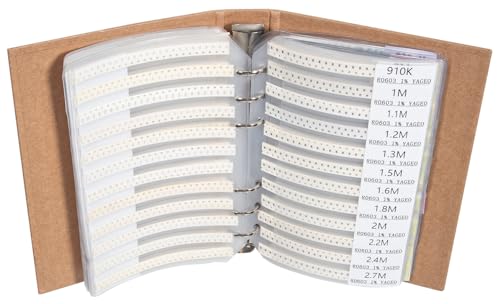 SMD 0603 Resistors, Capacitors, Transistors and Electronic Components Assortment Kit SMT Book - 5435 pcs