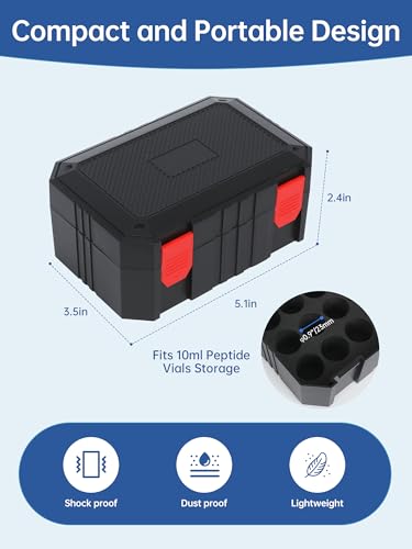 10ml Peptide Case for Fridge, 12slot Insulin & Peptide Vials Storage Case - color: 12-shots×10ml (Black)