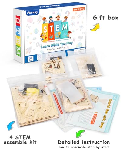 Poraxy 4 in 1 STEM Kits for Kids Age 8-10, Science Kits Building Projects for Kids, STEM Toys for Boys Girls Age 8-13, 3D Puzzles Educational Craft 8-12, Birthday Gifts for 6 7 9 10 11 12 13 Year Old