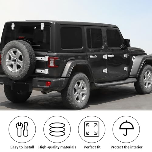JWWY Complete Exterior Cover Trim Kit for 2018–2026 Jeep Wrangler JL JLU, Full Coverage Door Handle Hood Hinge Hood Latch Side Air Vent Rear Tailgate Window Hinge Covers, 43PCS White - color: White