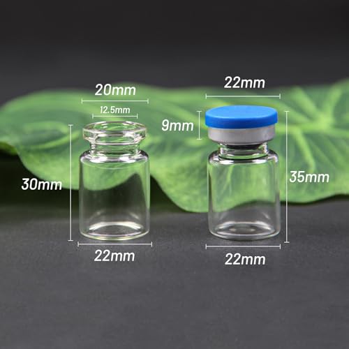 100 Pack 3ml Clear Glass Vials with Caps – 1 Dram Lab Headspace Vials - color: Clear Vial Blue Cap, size: 3ml-20mm