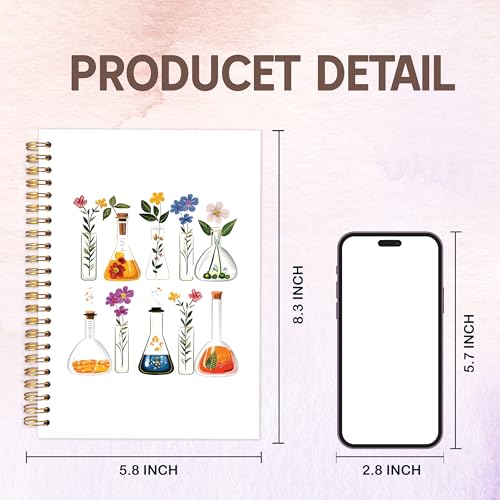 KAOWT Science Teacher Gifts for Women Notebook Journal, Chemistry Biology Teacher Notebooks for Note Taking, Science Lab Journal, Floral Chemistry Hardcover Spiral Notebook 5.5x8.3in - color: chemistry