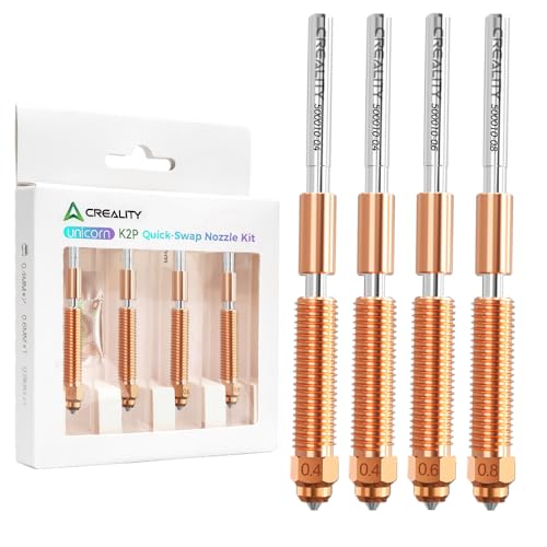 Creality K2 Plus Nozzle, K2 Pro Hotend Nozzles Replacement Kit with Titanium Alloy, Copper Alloy, Hardened Steel, High Flow Upgraded Unicorn Nozzle for K2/ K2 Pro Combo (0.4 0.6 0.8mm 4PCS) - style: 0.4+0.6+0.8mm-4PCS