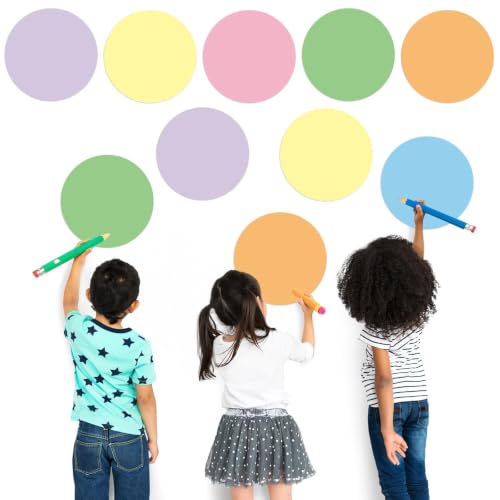 CHUNNIN 12Pcs Dry Erase Dots for Classroom Table 12 Inch Pastel Style - color: Rainbow Colorful
