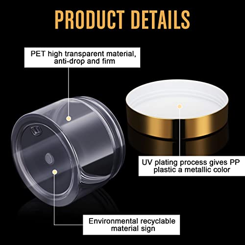 SATINIOR 100 Pcs Plastic Jars with Lids Small Containers Lids Wide Mouth Small Plastic Containers for Lotion Cream Rhinestones Body Butters Travel Storage(6 oz, Gold) - color: Gold, size: 6 oz