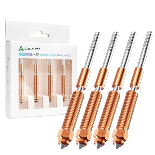 Creality Official K2 Plus Nozzles, 0.4mm, 0.6mm, 0.8mm 4PCS Unicorn Quick-Swap Nozzle Kit 0.4mm 0.6mm 0.8mm, Copper Alloy and Hardened Steel Nozzle Suitable for K2 Plus, K2, Creality Hi Combo - style: 4P-0.4/0.6/0.8